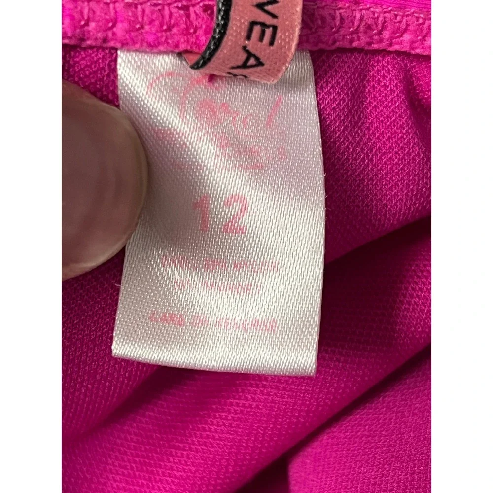 Total Tropics Girls Pink Turquoise Laser Cut Ruffle Bikini Swimsuit Set Size 12